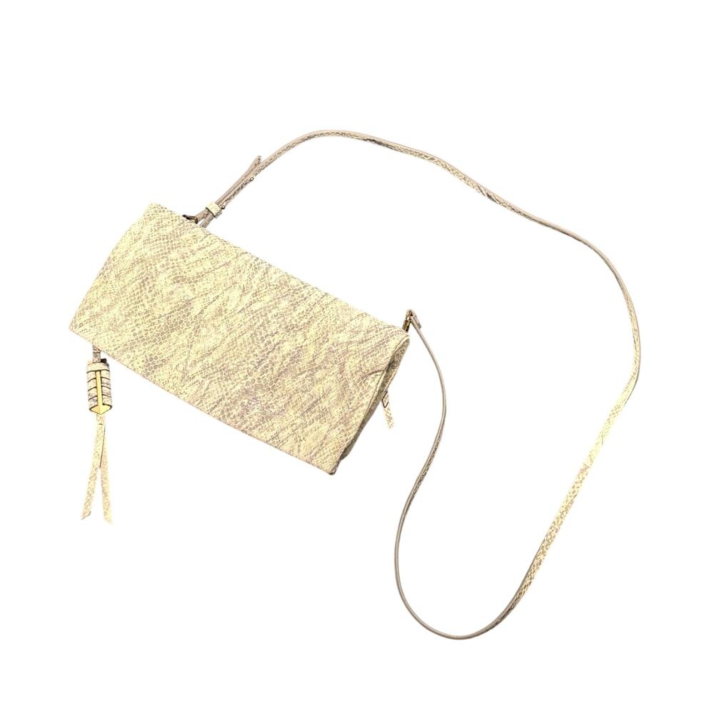 Stella & Dot Covet Leather Snakeskin Print Foldover Crossbody Bag